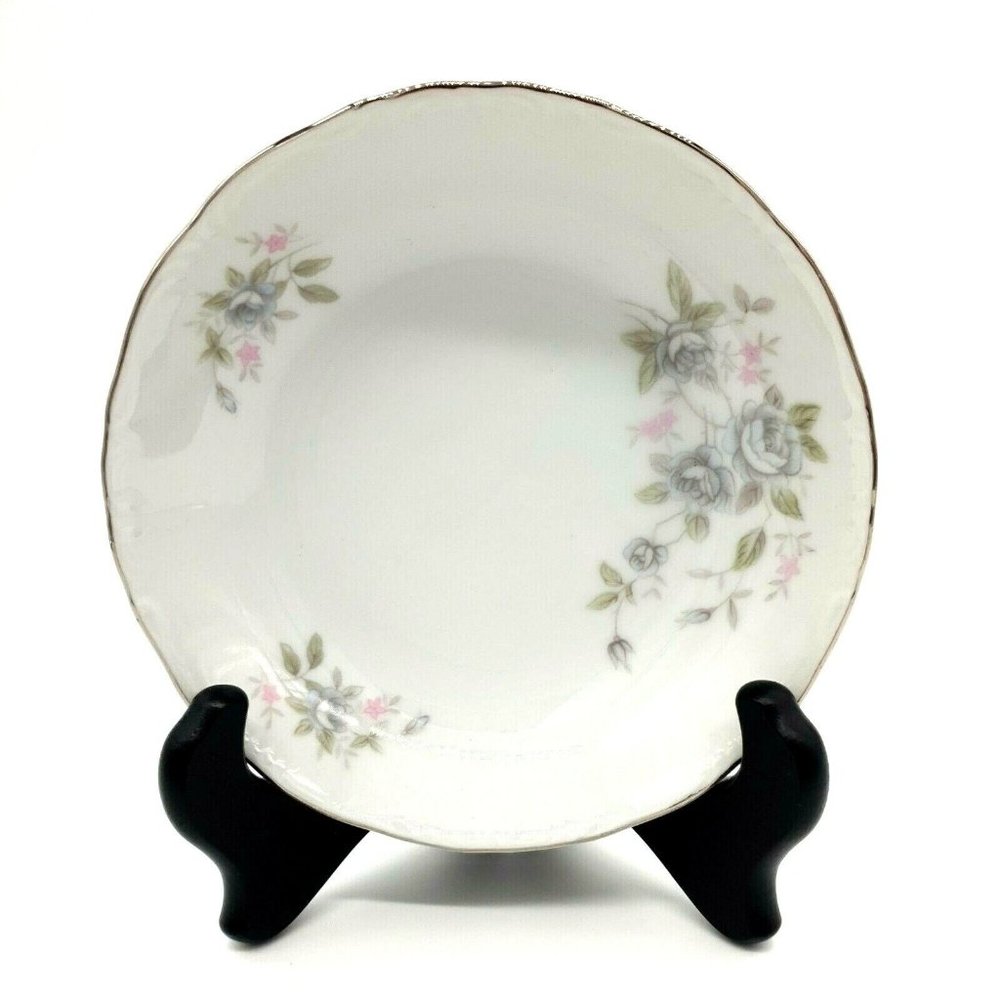 Empress China El Patio K 1847 Berry Bowl Sauce Dessert 5.5" Blue Rose Silver